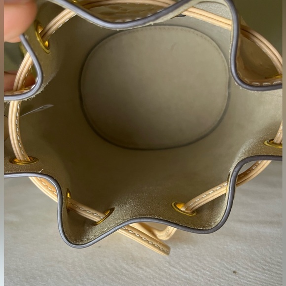 Tory Burch Mini T Monogram Bucket Bag Warm Chai Patent Leather w/Dust Bag - Picture 10 of 16